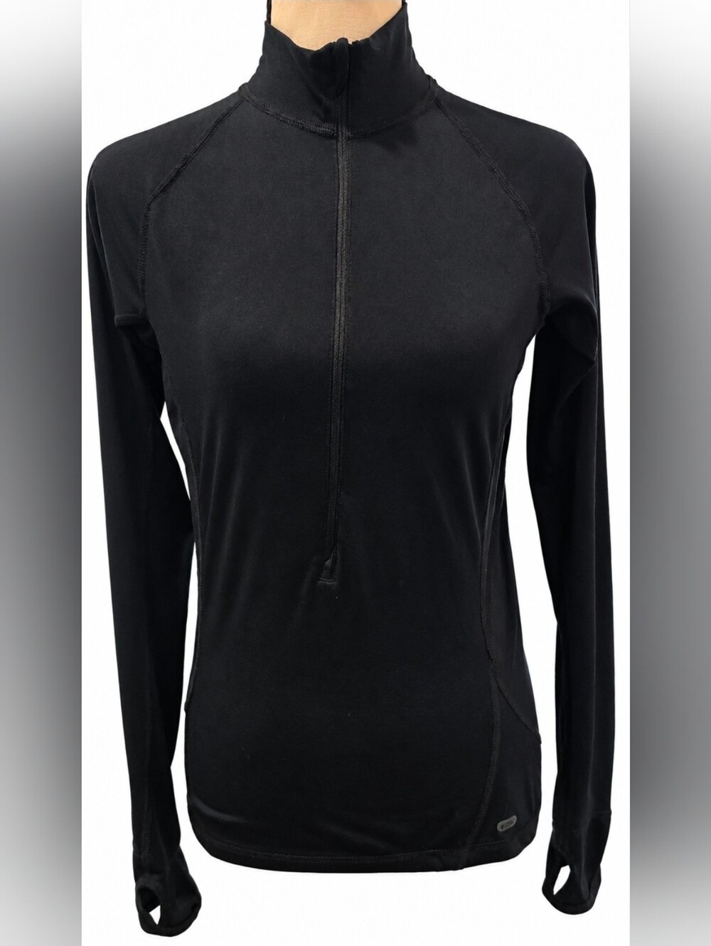 Women’s MEC Quarter Zip Base Layer with Thumbholes • Size Large • BLACK